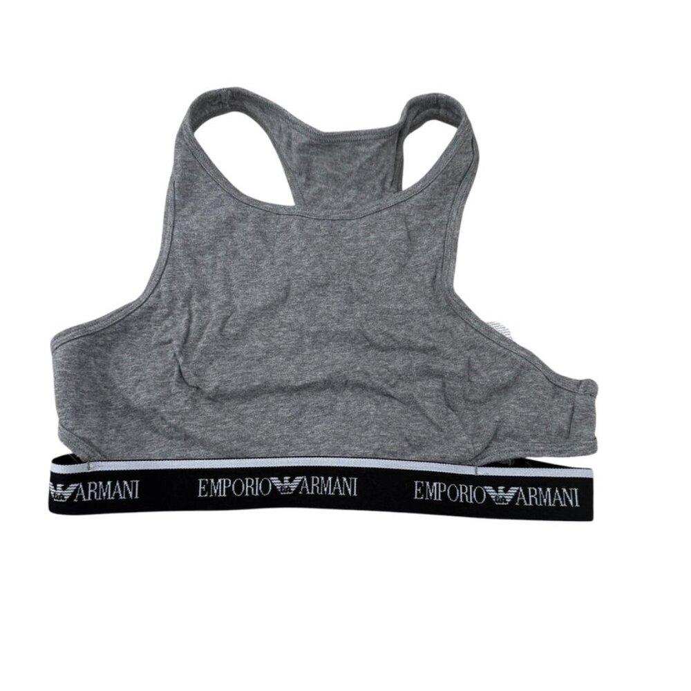 EMPORIO ARMANI GRAY BUSTIER BRALETTE ATHLETIC SOFT BRA WITH CUTOUT N LOGO SEXY M